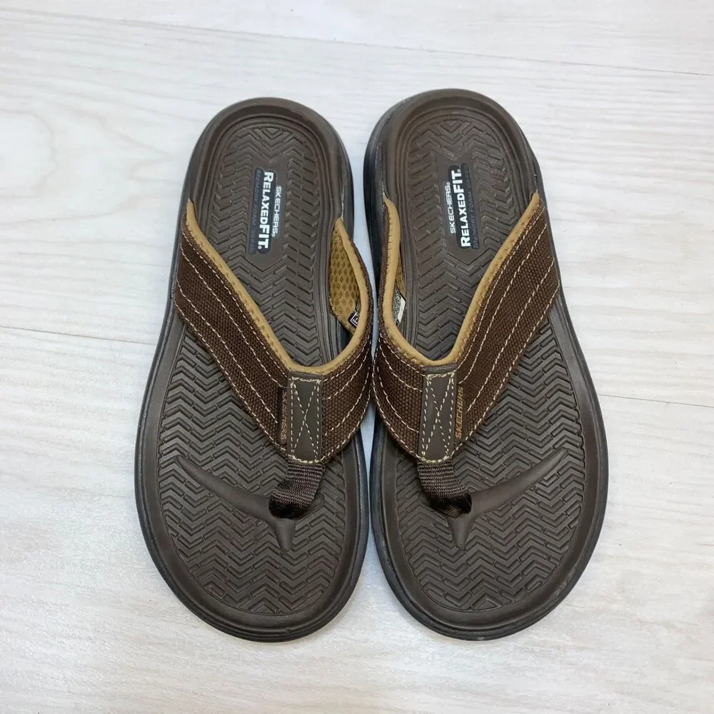 Skechers Sargo Wolters Brown Flip Flops Sandals Mens Size 10 204045‎